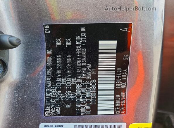 5TDYZ3DC1HS809336 2017 TOYOTA SIENNA Gray VIN sticker view