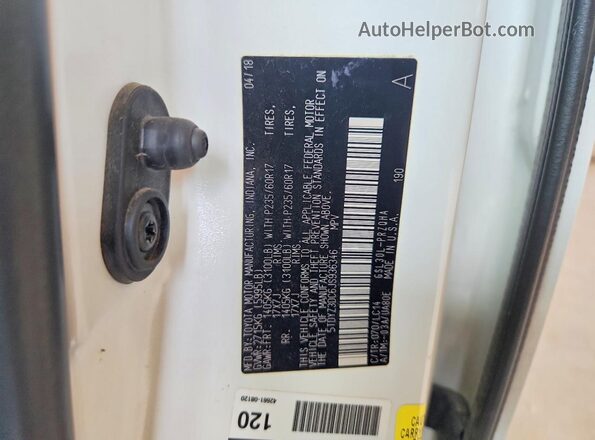 5TDYZ3DC6JS936346 2018 TOYOTA SIENNA White Вид наклейки з VIN-кодом