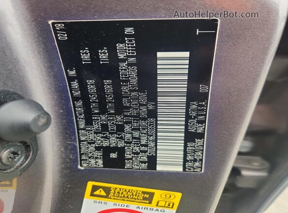 5TDZARFH6JS035338 2018 TOYOTA HIGHLANDER Charcoal Widok naklejki z numerem VIN