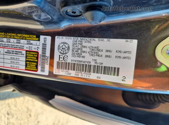 5TFNC5DB8PX027650 2023 TOYOTA TUNDRA Серый Вид подкапотного пространства