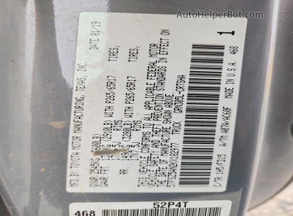 5TFSZ5AN2KX182977 2019 TOYOTA TACOMA Gray Вид наклейки з VIN-кодом