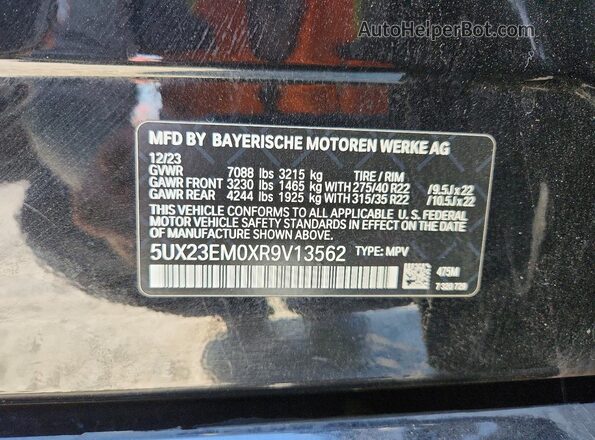 5UX23EM0XR9V13562 2024 BMW X7 Black Вид наклейки з VIN-кодом