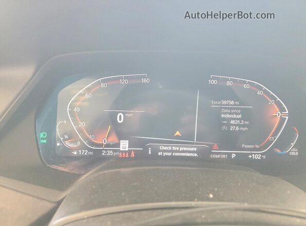 5UXCR6C04N9K72702 2022 BMW X5 White Սարքավորումների վահանակի տեսք