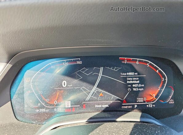 5UXCW2C02L9D35619 2020 BMW X7 Blue Widok zestawu wskaźników