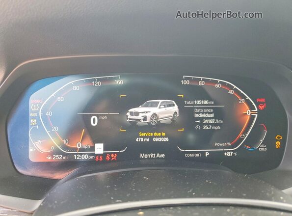 5UXCW2C07M9G71722 2021 BMW X7 Black Instrument cluster view