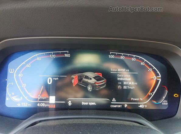 5UXCY6C02N9M22096 2022 BMW X6 Gray Widok zestawu wskaźników