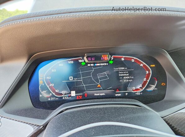 5UXJU4C07N9K65477 2022 BMW X5 Black Vista del cuadro de instrumentos