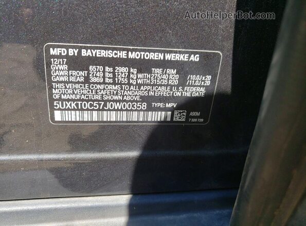5UXKT0C57J0W00358 2018 BMW X5 Серый Вид подкапотного пространства