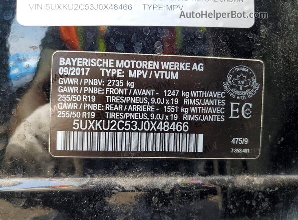 5UXKU2C53J0X48466 2018 BMW X6 Black Սալոնի 360 աստիճան տեսք
