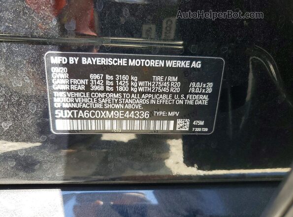 5UXTA6C0XM9E44336 2021 BMW X5 Черный Вид наклейки с VIN-кодом