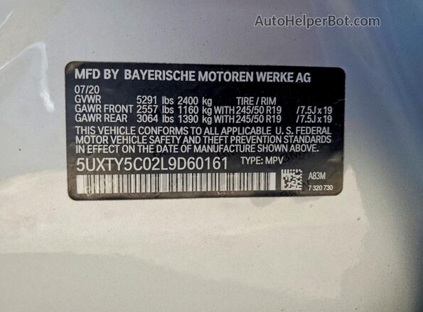 5UXTY5C02L9D60161 2020 BMW X3 Silver Շարժիչի բաժամունքի տեսք