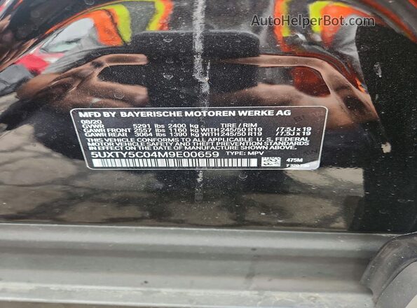 5UXTY5C04M9E00659 2021 BMW X3 Black VIN sticker view