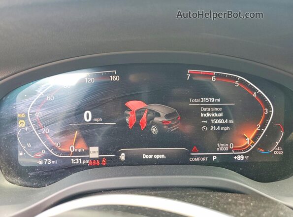 5UXTY5C05M9E19916 2021 BMW X3 Black Սարքավորումների վահանակի տեսք