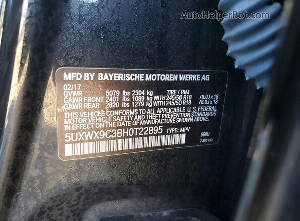 5UXWX9C38H0T22895 2017 BMW X3 Черный Вид наклейки с VIN-кодом
