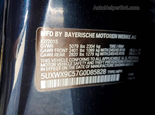 5UXWX9C57G0D85828 2016 BMW X3 Black Vista de la etiqueta del VIN