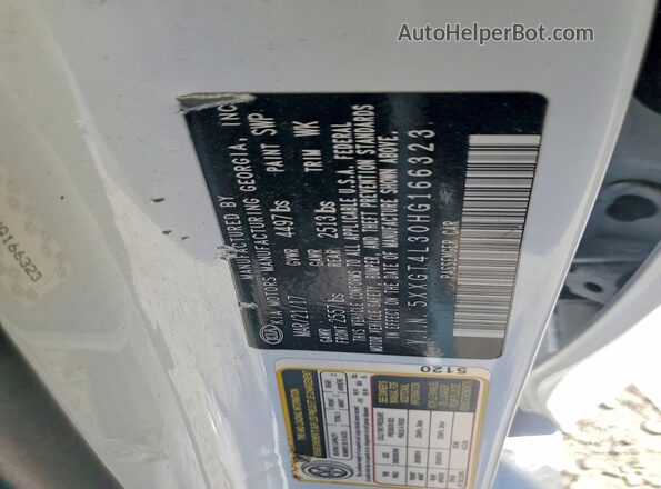 5XXGT4L30HG166323 2017 KIA OPTIMA White ძრავის განყოფილების ხედი