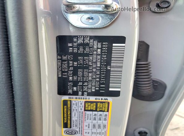 5XYK33DF0TG413888 2026 KIA SPORTAGE Gray Vista de la etiqueta del VIN