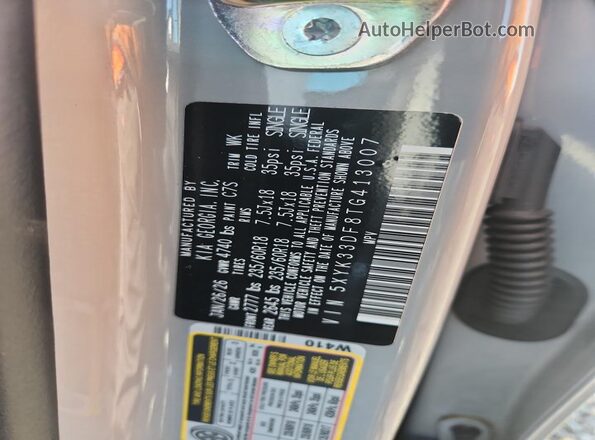5XYK33DF8TG413007 2026 KIA SPORTAGE Silver VIN sticker view
