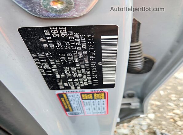 5XYK53AF6PG078642 2023 KIA SPORTAGE Gray Widok naklejki z numerem VIN
