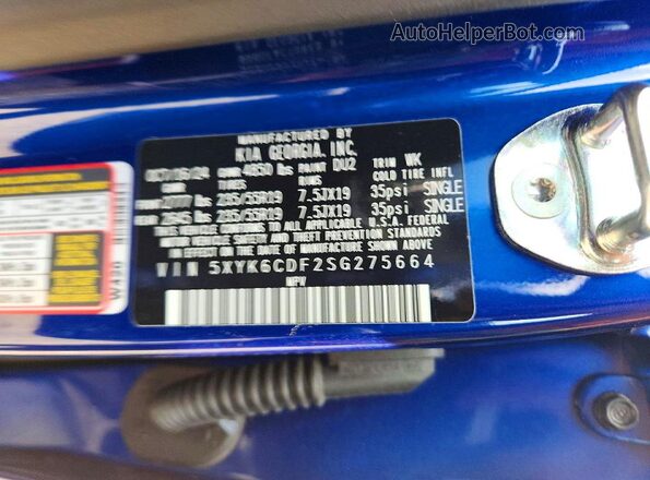 5XYK6CDF2SG275664 2025 KIA SPORTAGE Blue Widok naklejki z numerem VIN