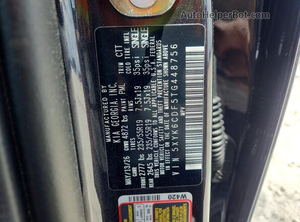5XYK6CDF5TG448756 2026 KIA SPORTAGE Charcoal VIN კოდის სტიკერის ხედი