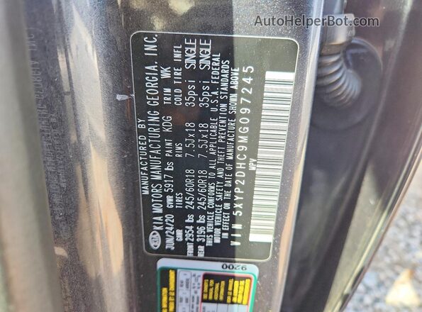 5XYP2DHC9MG097245 2021 KIA TELLURIDE Серый Вид наклейки с VIN-кодом