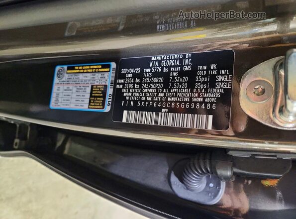 5XYP64GC8SG698486 2025 KIA TELLURIDE Tan Панорамний вид салону 360°