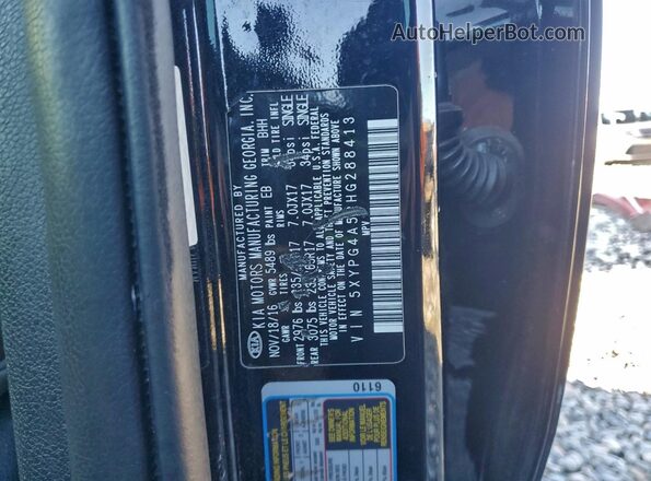 5XYPG4A52HG288413 2017 KIA SORENTO Black VIN կոդի պիտակի տեսք