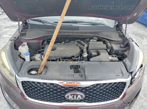 5XYPH4A17GG008512 2016 KIA SORENTO Maroon ძრავის განყოფილების ხედი