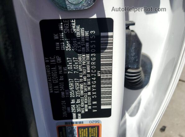 5XYRG4JC0RG305153 2024 KIA SORENTO White Engine compartment view