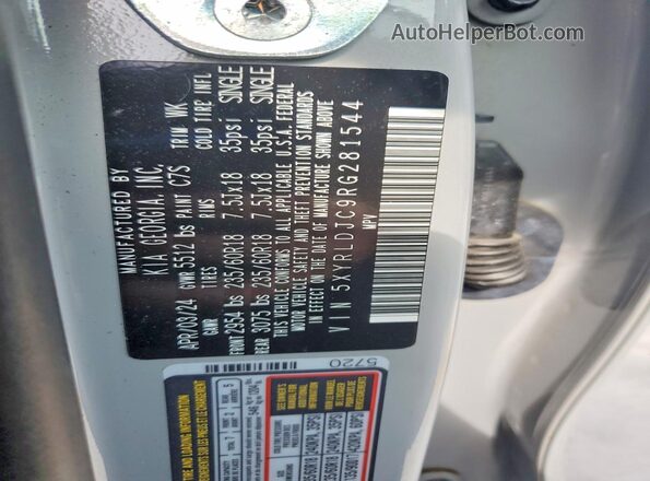 5XYRLDJC9RG281544 2024 KIA SORENTO Gray VIN կոդի պիտակի տեսք