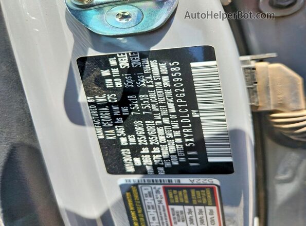 5XYRLDLC1PG209585 2023 KIA SORENTO Gray VIN sticker view