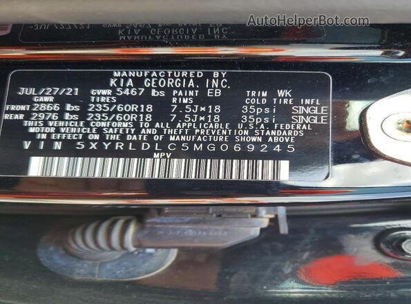 5XYRLDLC5MG069245 2021 KIA SORENTO Black 360 interior view