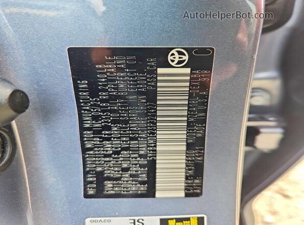 5YFB4MDE2SP321427 2025 TOYOTA COROLLA Blue VIN կոդի պիտակի տեսք