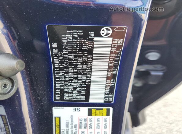 5YFB4MDE9PP062149 2023 TOYOTA COROLLA Blue Vista del compartimento del motor