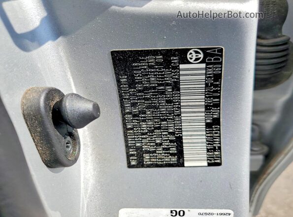 5YFBURHE1KP949860 2019 TOYOTA COROLLA Silver VIN კოდის სტიკერის ხედი