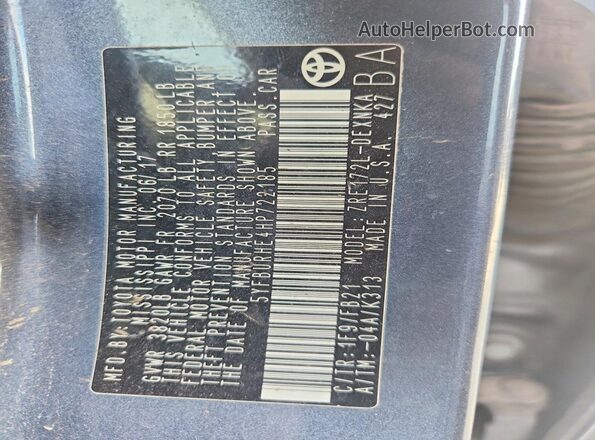 5YFBURHE4HP722185 2017 TOYOTA COROLLA Charcoal Vista del compartimento del motor