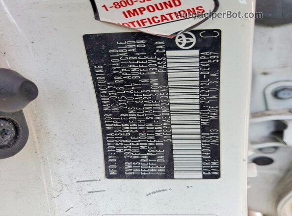 5YFEPMAE0MP223542 2021 TOYOTA COROLLA Белый Вид подкапотного пространства