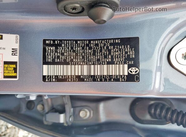 5YFEPMAEXMP167240 2021 TOYOTA COROLLA Blue Engine compartment view