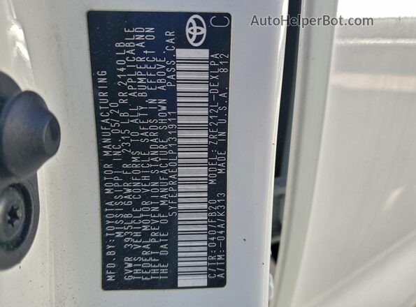 5YFEPRAE0LP131911 2020 TOYOTA COROLLA White Widok komory silnika
