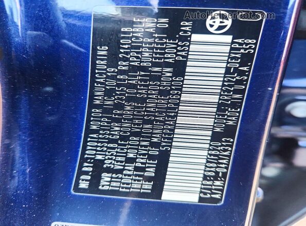 5YFEPRAE4LP069106 2020 TOYOTA COROLLA Blue Widok naklejki z numerem VIN