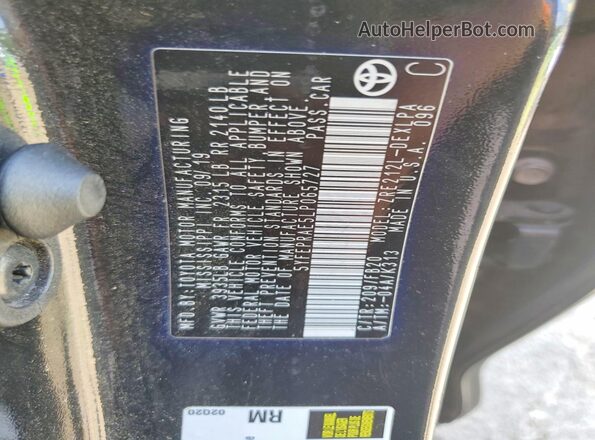 5YFEPRAE5LP065727 2020 TOYOTA COROLLA Black Вид підкапотного простору