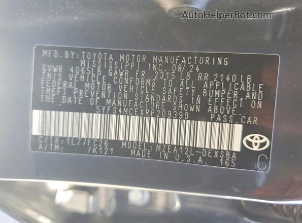 5YFS4MCEXRP209390 2024 TOYOTA COROLLA Gray ძრავის განყოფილების ხედი