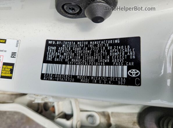 5YFT4RCE8LP018446 2020 TOYOTA COROLLA White Շարժիչի բաժամունքի տեսք