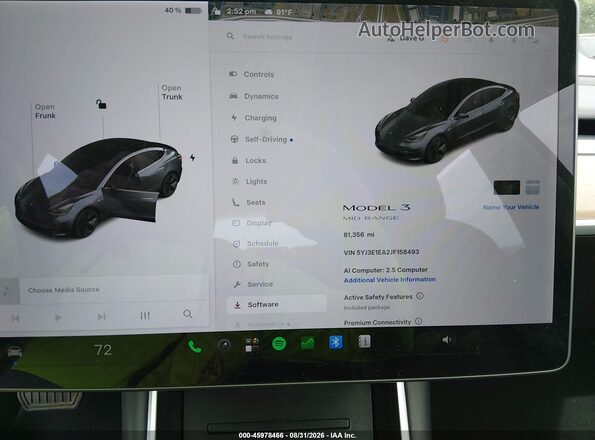 5YJ3E1EA2JF158493 2018 TESLA MODEL 3 Gray Vista de los asientos traseros