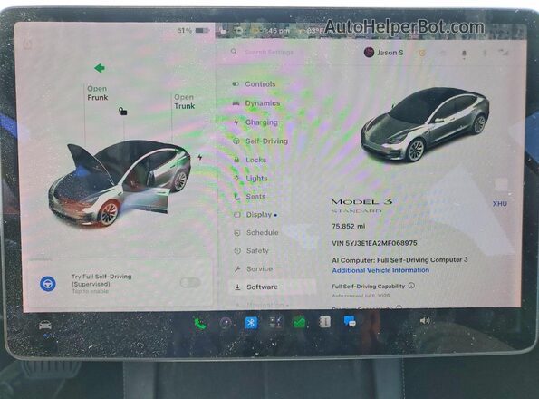 5YJ3E1EA2MF068975 2021 TESLA MODEL White Вид щитка приладів