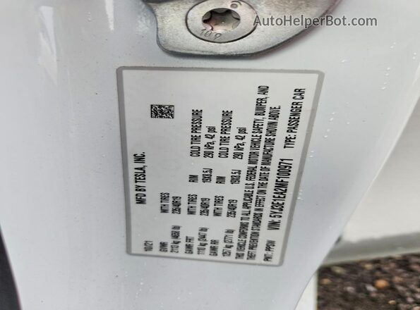 5YJ3E1EA2MF100971 2021 TESLA MODEL White Vista del compartimento del motor