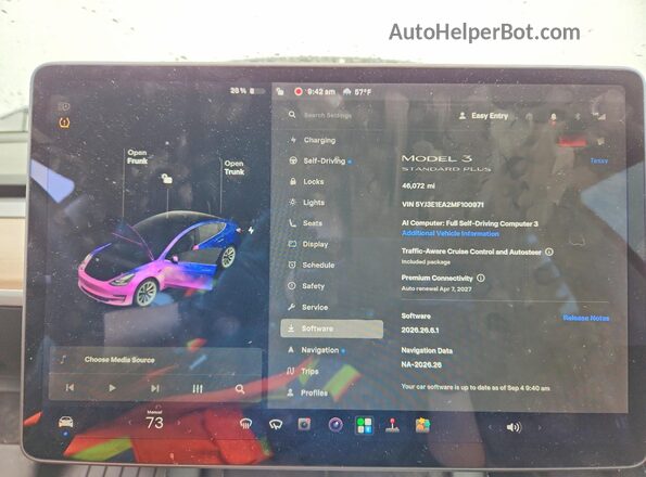 5YJ3E1EA2MF100971 2021 TESLA MODEL White Vista del cuadro de instrumentos