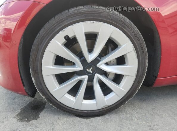 5YJ3E1EA2NF304414 2022 TESLA MODEL Красный Вид наклейки с VIN-кодом