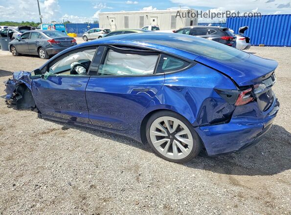 5YJ3E1EA2NF372292 2022 TESLA MODEL Blue უკანა მარცხენა